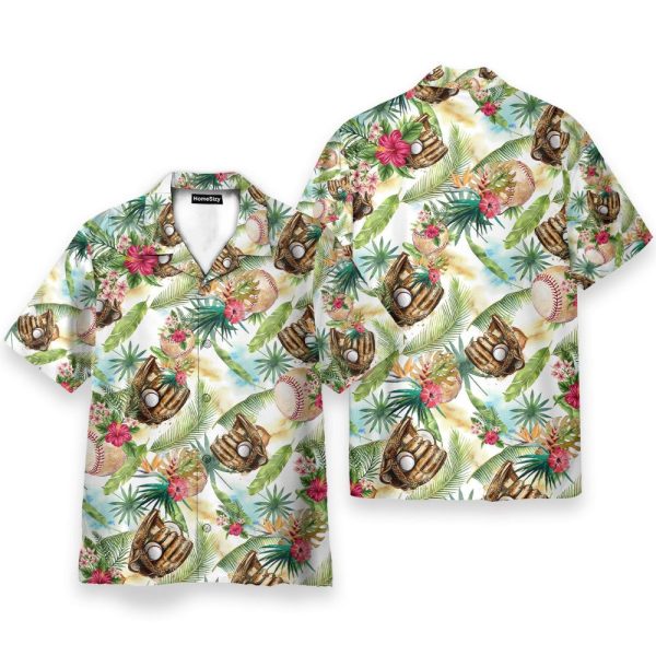 Baseball Tropical Men'S Button'S Up Shirts Hawaiian Shirt & Beach Shorts