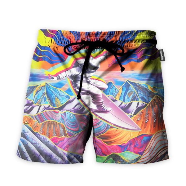 Astronaut Surfing In Hippie Trippy Mountain Hawaiian Shirt