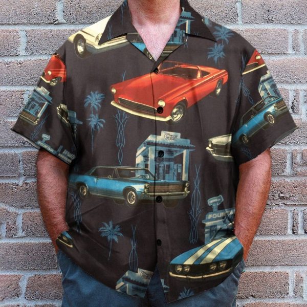 Retro Car Men'S Button'S Up Shirts Hawaiian Shirt