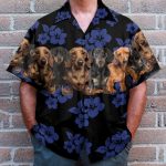 Awesome Dachshund With Blue Flowers Pattern Hawaiian Shirt