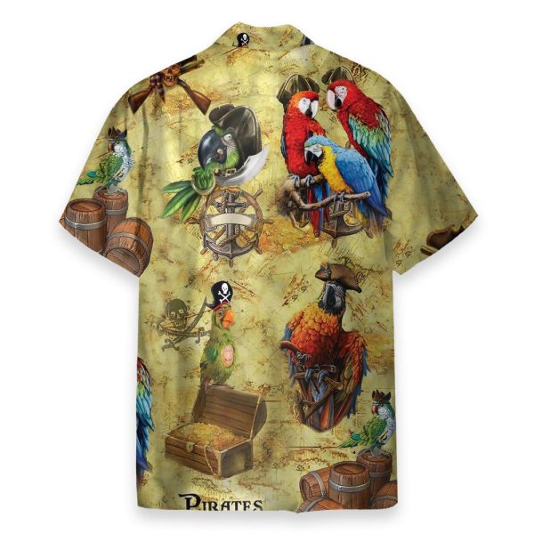 Pirate Parrot Men'S Button'S Up Shirts Hawaiian Shirt & Beach Shorts