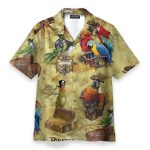 Pirate Parrot Men'S Button'S Up Shirts Hawaiian Shirt & Beach Shorts