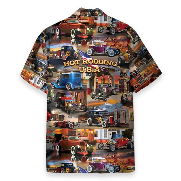 Hot Rodding Usa Car Men'S Button'S Up Shirts Hawaiian Shirt