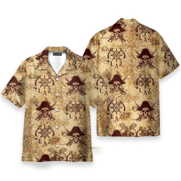 Vintage Pirate Skulls Hawaiian Shirt