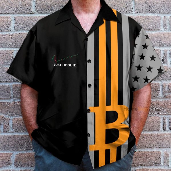 Bitcoin Just Hold It Men'S Button'S Up Shirts Hawaiian Shirt & Beach Shorts