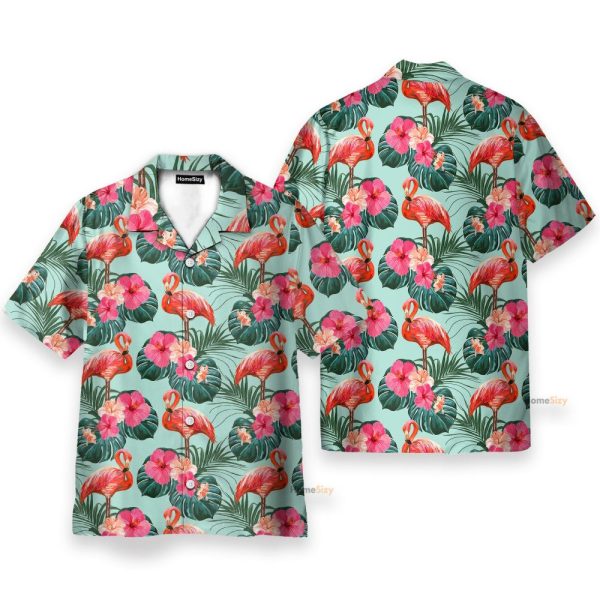 Flamingo Beautiful Floral Hawaiian Shirt & Beach Shorts