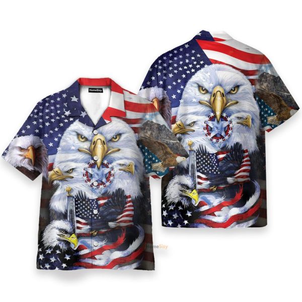 Eagles Patriotism American Sky 4Th July Idependence Day Hawaiian Shirt