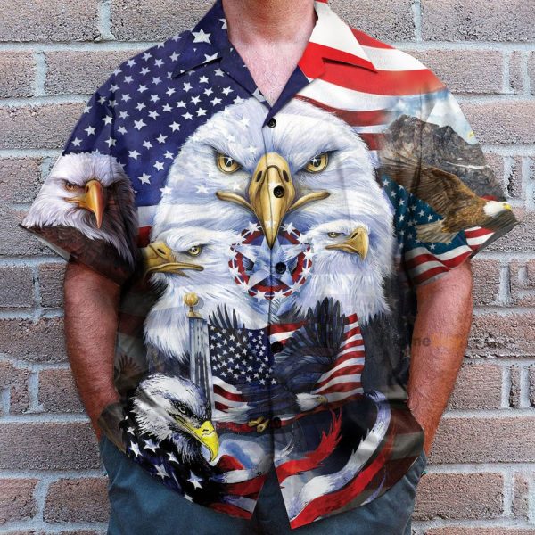 Eagles Patriotism American Sky 4Th July Idependence Day Hawaiian Shirt