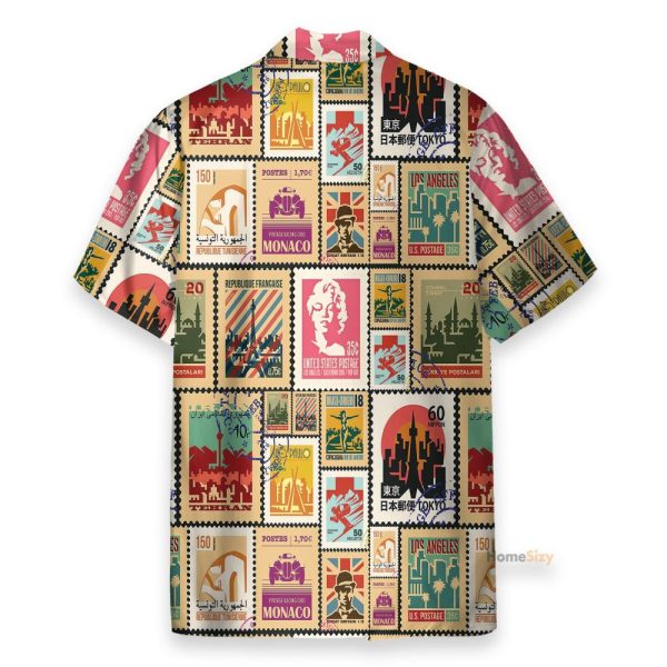 Stamps Cities World Vintage Travel Hawaiian Shirt