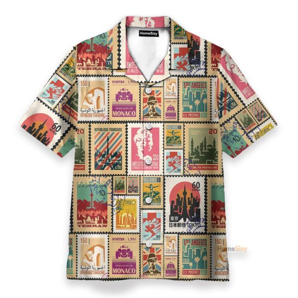 Stamps Cities World Vintage Travel Hawaiian Shirt