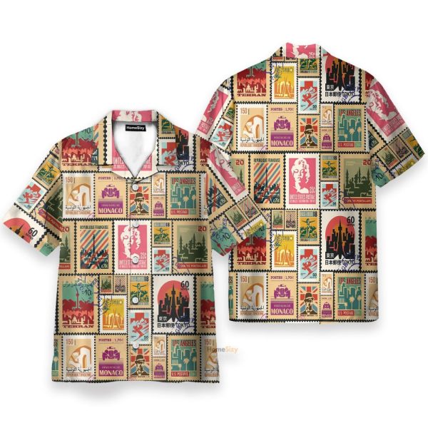 Stamps Cities World Vintage Travel Hawaiian Shirt