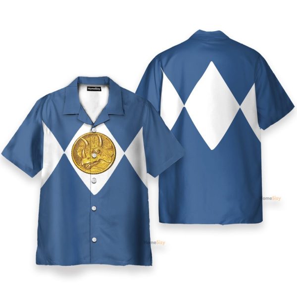 Mighty Morphin Power Blue Ranger Cosplay Costume Hawaiian Shirt