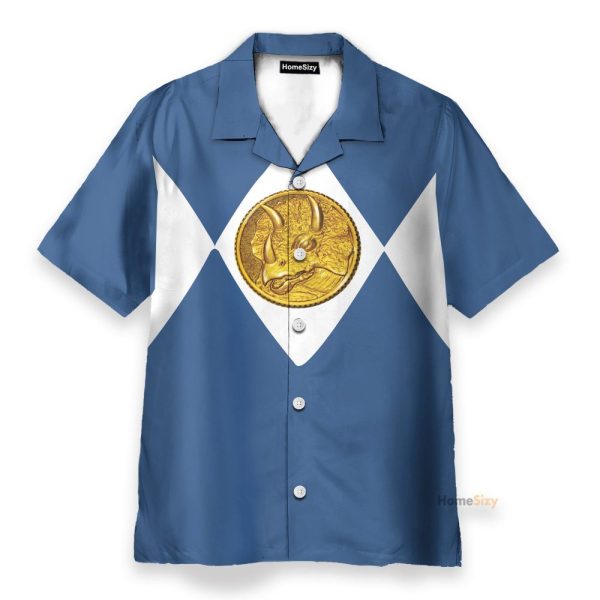 Mighty Morphin Power Blue Ranger Cosplay Costume Hawaiian Shirt