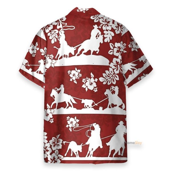 Horse Racing Cowboy Red Team Roping Hawaiian Shirt & Beach Shorts