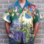Dragon Unicorn Love Funny Button'S Up Shirts Hawaiian Shirt