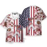 Football 4Th July America Independence Day America Flag Pattern Hawaiian Shirt