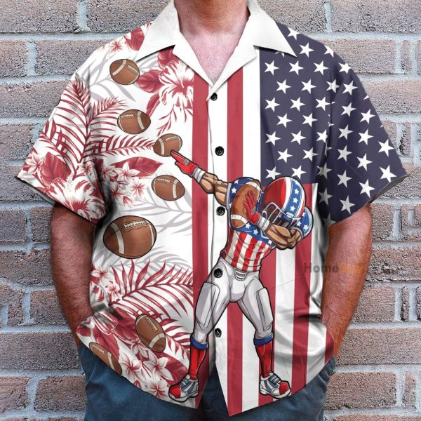 Football 4Th July America Independence Day America Flag Pattern Hawaiian Shirt