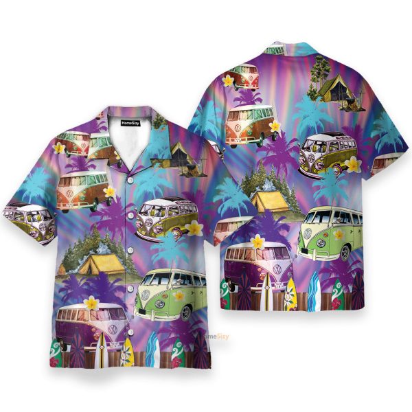 Amazing Summer Camping Campervan Hippie Hawaiian Shirt