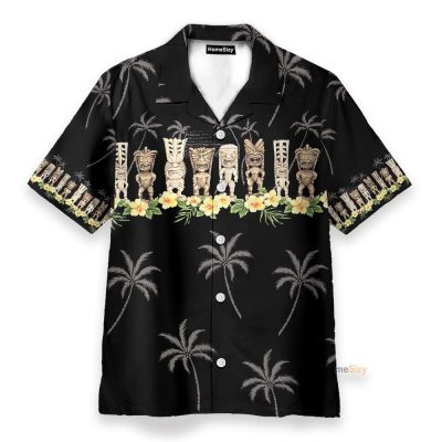 Awesome Black Tiki Men'S Button'S Up Shirts Hawaiian Shirt