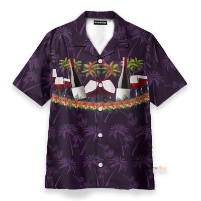 Paradise Red Wine Men'S Button'S Up Shirts Hawaiian Shirt