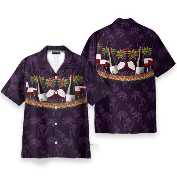 Paradise Red Wine Men'S Button'S Up Shirts Hawaiian Shirt