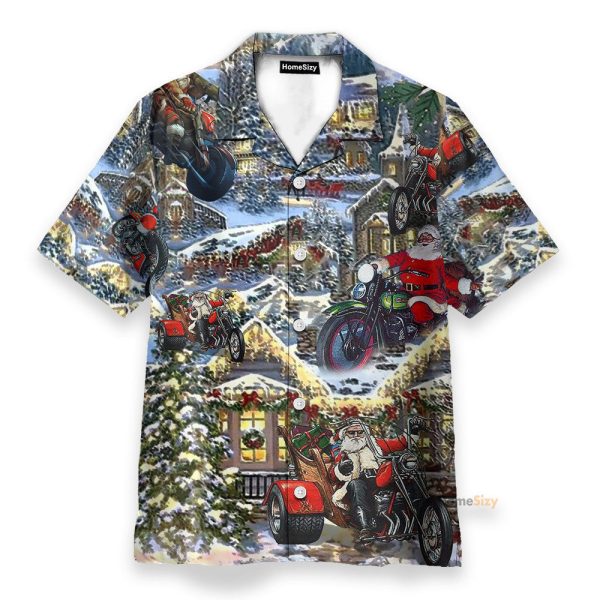 Amazing Santa Biker Funny Button'S Up Shirts Hawaiian Shirt