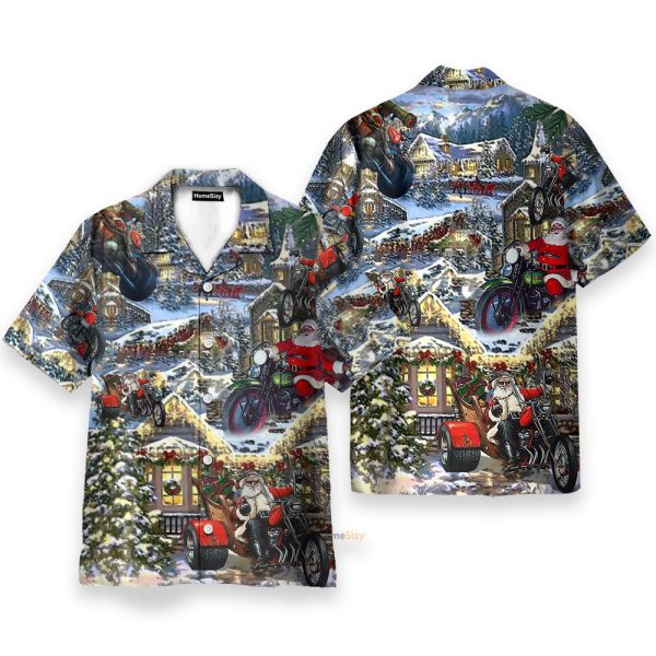 Amazing Santa Biker Funny Button'S Up Shirts Hawaiian Shirt