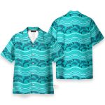 Dolphin Wave Pattern Blue Ocean Hawaiian Shirt & Beach Shorts