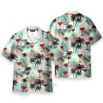 Red Wine Coconut Tree Pattern Hawaiian Shirt & Beach Shorts