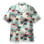 Red Wine Coconut Tree Pattern Hawaiian Shirt & Beach Shorts