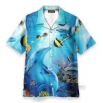 Dancing Dolphin In Blue Ocean Hawaiian Shirt