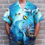Dancing Dolphin In Blue Ocean Hawaiian Shirt