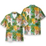 Tropical Pineapple Shiba Funny Button'S Up Shirts Hawaiian Shirt & Beach Shorts