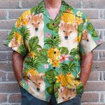 Tropical Pineapple Shiba Funny Button'S Up Shirts Hawaiian Shirt & Beach Shorts