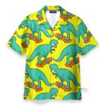 Funny Tyrannosaurus Rex On Skateboard Hawaiian Shirt & Beach Shorts
