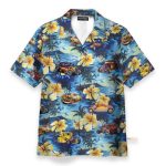 Hot Rod Car And Flowers On The Beach Hawaiian Shirt & Beach Shorts
