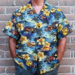 Hot Rod Car And Flowers On The Beach Hawaiian Shirt & Beach Shorts