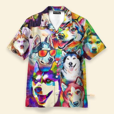 It'S A Husky Not A Freaking Wolf Colorful Pattern Hawaiian Shirt & Beach Shorts