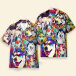 It'S A Husky Not A Freaking Wolf Colorful Pattern Hawaiian Shirt & Beach Shorts