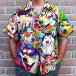 It'S A Husky Not A Freaking Wolf Colorful Pattern Hawaiian Shirt & Beach Shorts