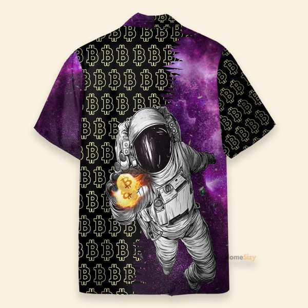 Astronaut Handles Bitcoin In The Galaxy Hawaiian Shirt