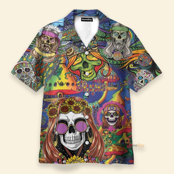 Colorful Skull Hippie Hawaiian Shirt