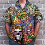 Colorful Skull Hippie Hawaiian Shirt