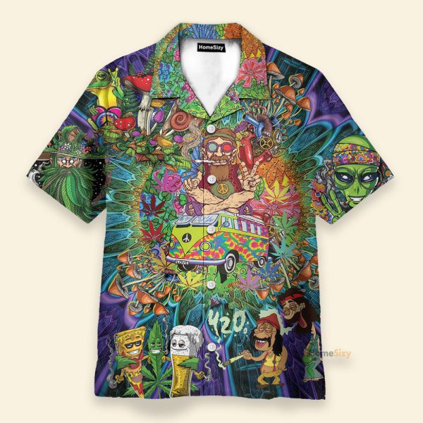 Amazing Hippie Weed And Mushroom Hawaiian Shirt