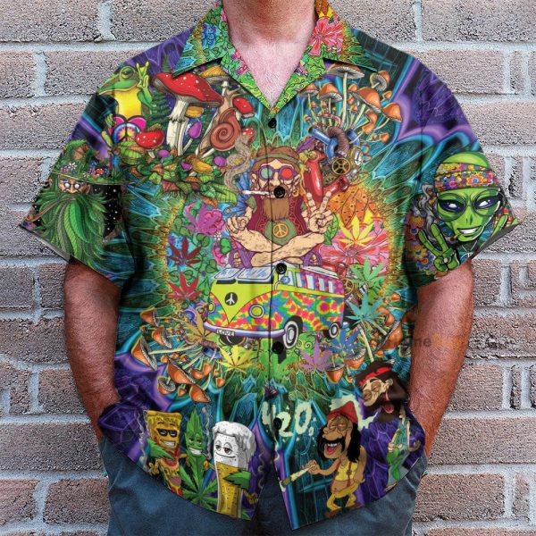 Amazing Hippie Weed And Mushroom Hawaiian Shirt