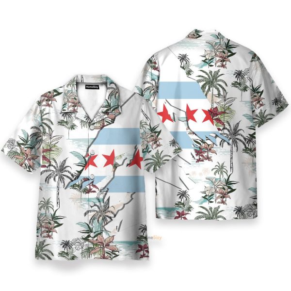 Navy Chicago Men'S Button'S Up Shirts Hawaiian Shirt