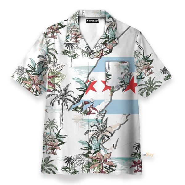 Navy Chicago Men'S Button'S Up Shirts Hawaiian Shirt
