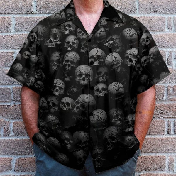 Skull Men'S Button'S Up Shirts Hawaiian Shirt & Beach Shorts
