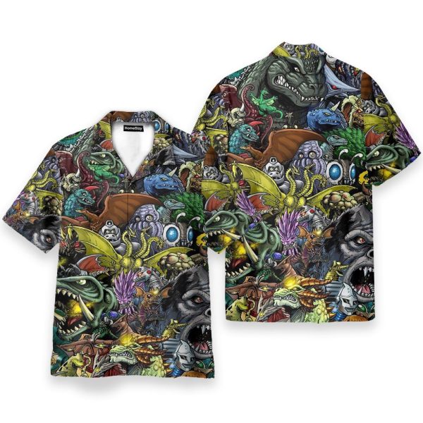 Gadzillo Collage Kaiju Monsters Cosplay Costume Hawaiian Shirt Qt205182