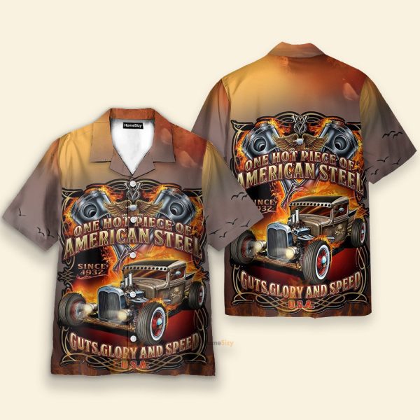Hot Rod Car One Hot Piece Of American Steel Hawaiian Shirt
